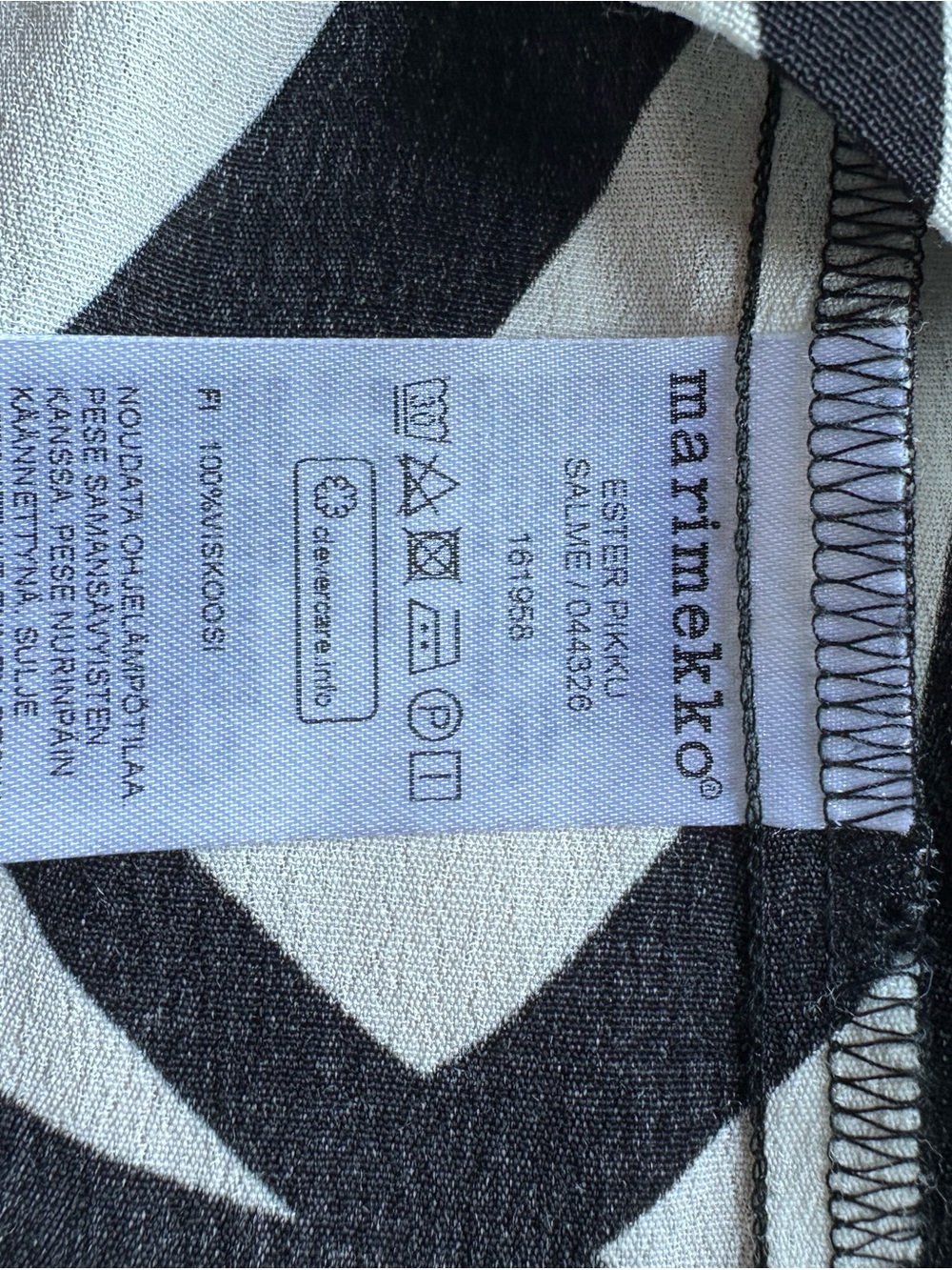 Marimekko Ester Pikku Graphic Shift Dress with pockets - Black & White Size 38 - Picture 5 of 6